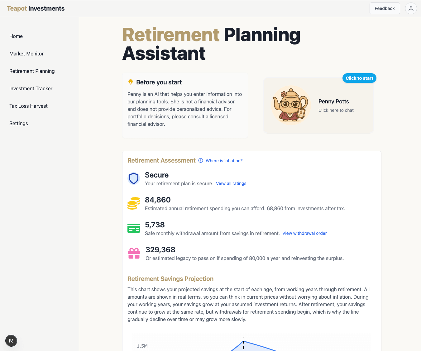 Retirement Planning Dashboard